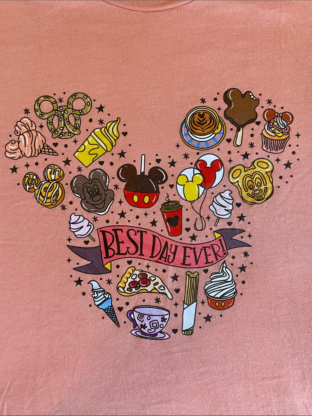 Disneyland 'Best Day Ever!' Snacks Theme Graphic Tee Peach